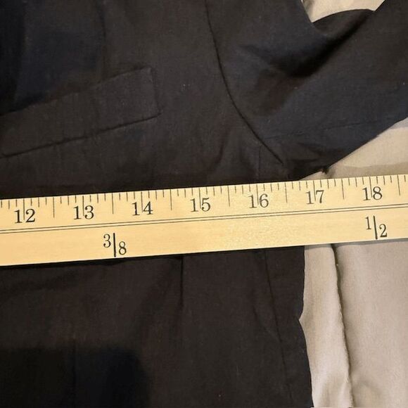 Theory Linen Viscose Roll Sleeve One Button Black Fluid Crunch Blazer Size 0 - Picture 6 of 9